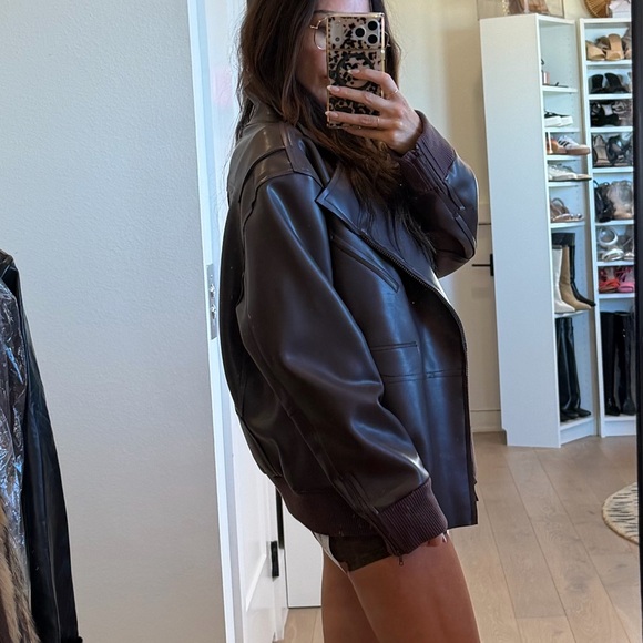 Norma Kamali Oversized Moto Jacket - Chocolate - Picture 12 of 12